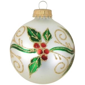 Holly And Berries 4 Pack - Silver - Balls
