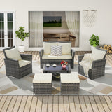 Antigua 6-Piece Handwoven Rattan Outdoor Seating Ensemble