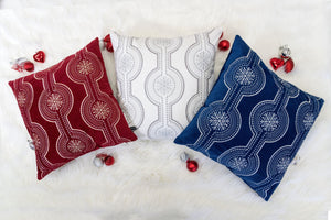Red Holiday Embroidered Velvet Throw Pillow with Insert 20x20 Set of 2