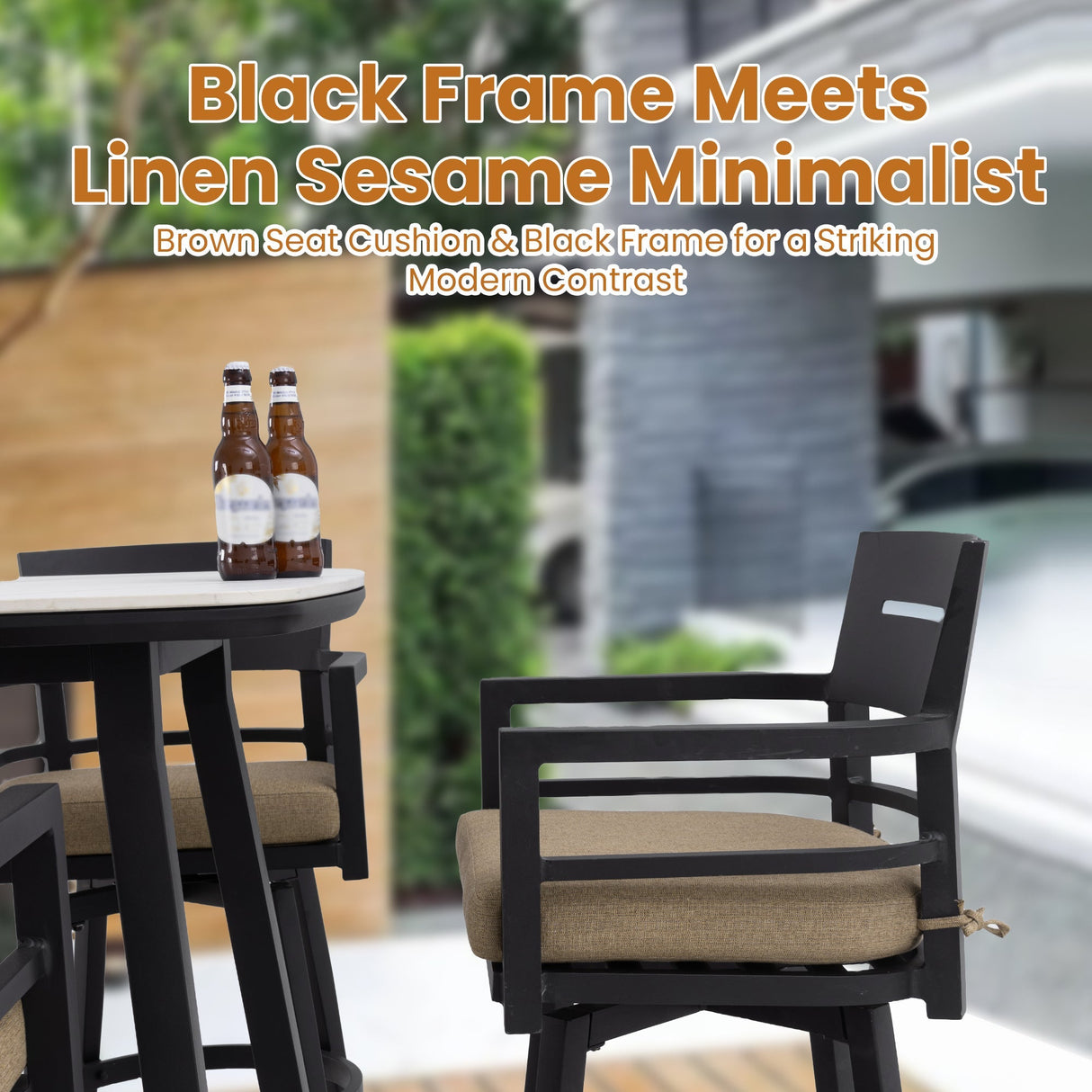 Modern Outdoor 2-Piece Swivel Bar Chairs