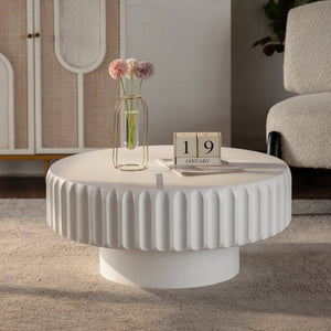 Round Fluted Storage Table with Lift-Off Lid