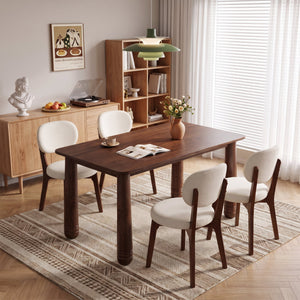 63" Solid Wood Dining Table Set with 4 Upholstered Chairs