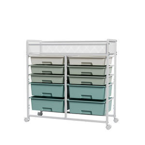White Large Capacity 2-Row 10-Drawer Rolling Storage Cart
