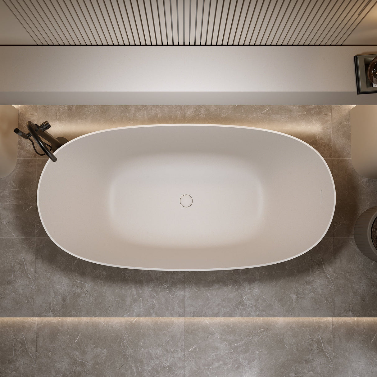 69'' Freestanding Bathtub Resin Stone Soaking Bathtub