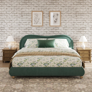 King Size Upholstered Platform Bed Frame with Rounded Corners