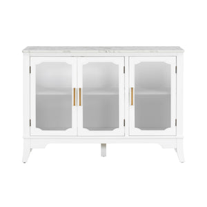 Storage Cabinet 3 Doors Stylish Style White