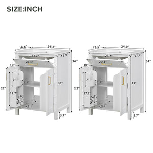 Modern Bathroom Vanity With Ceramic Sink, Soft-Close Doors, Flip Drawer, U-Shaped Shelves, Elegant Storage Solution