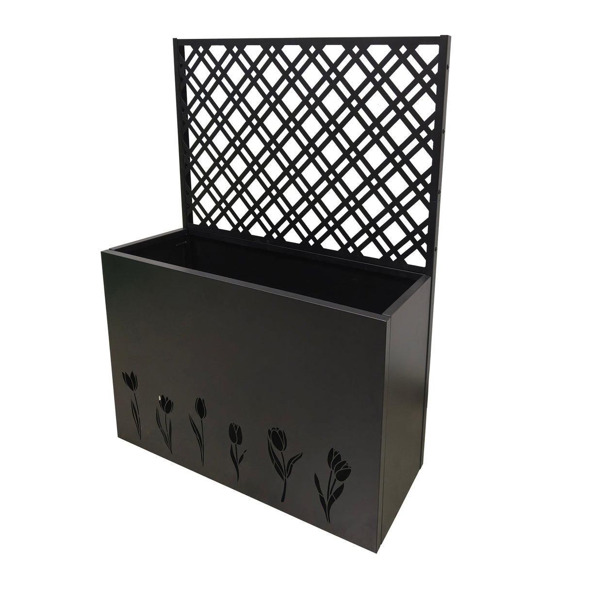 Tall Metal Planter with Trellis