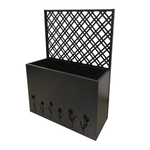 Tall Metal Planter with Trellis