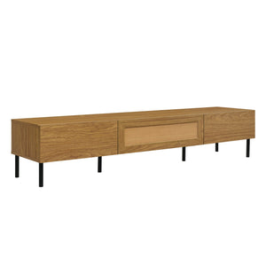 Boho TV Stand for TVs Up to 80" with Rattan Decoration and Metal Legs