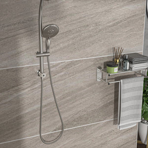 Dual Shower Head With Adjustable Slide Bar And Multi Function Settings