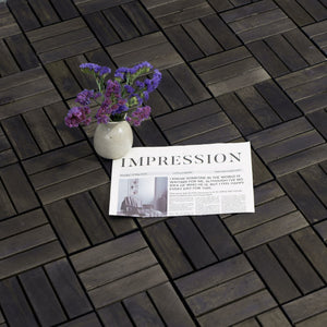 Acacia Wood Interlocking Deck Tiles Checker Pattern For Outdoor Flooring