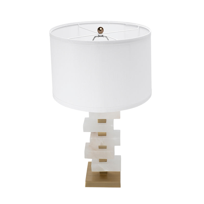 D15x26.7' White and Gold Alabaster Slab Table Lamp