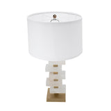 D15x26.7' White and Gold Alabaster Slab Table Lamp