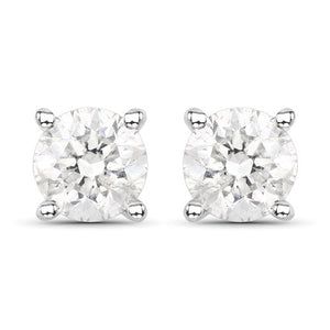 0.80 Carat Genuine White Diamond 14K White Gold Earrings