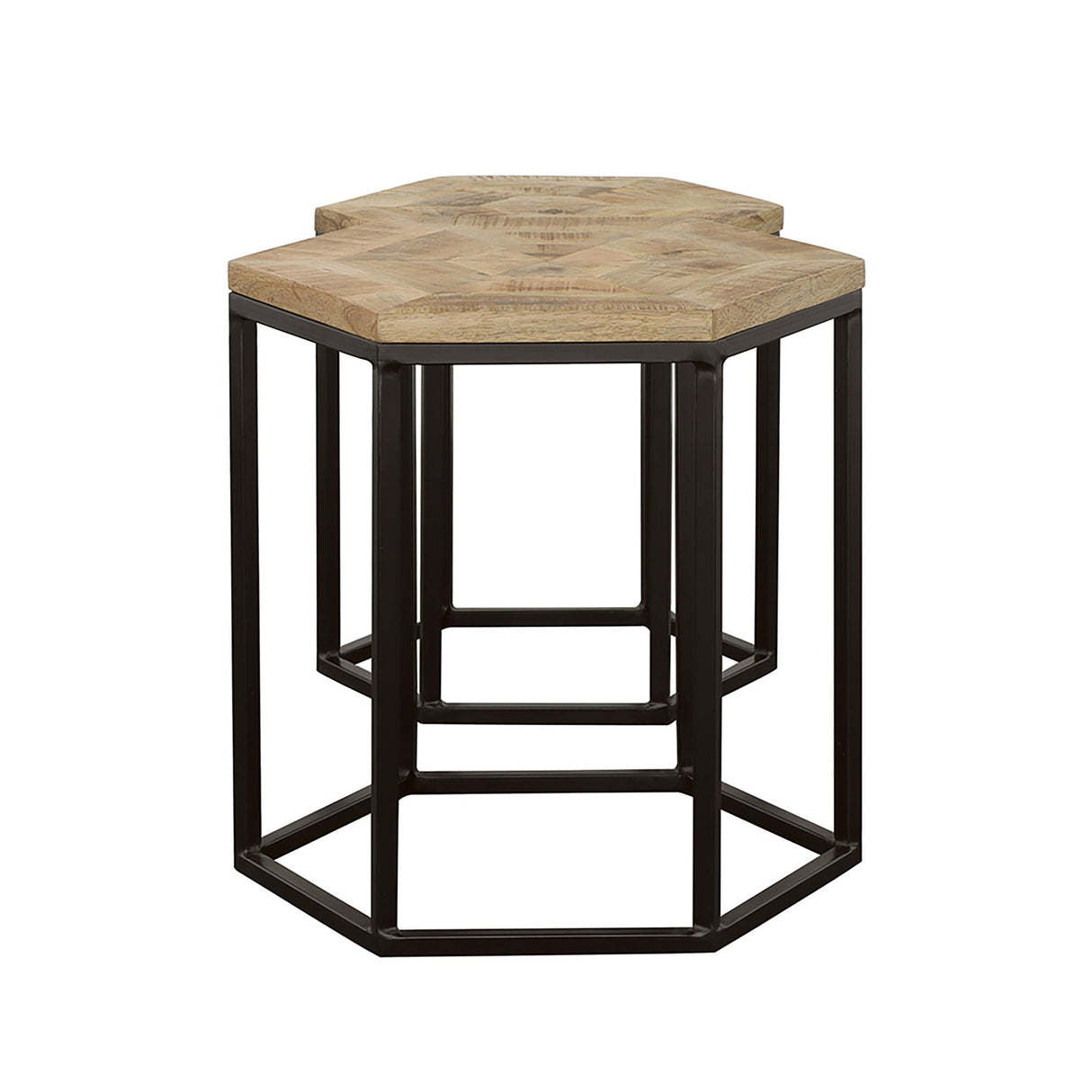 2 Piece Nesting Table With Hexagon Base - Brown