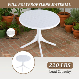 Modern Round Table, Waterproof, UV Resistant And Durable - White