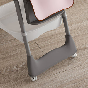 Adjustable Baby High Chair 0-6 Years, Portable Infant Feeding Seat With Safety Belt, Silent Lockable Wheels