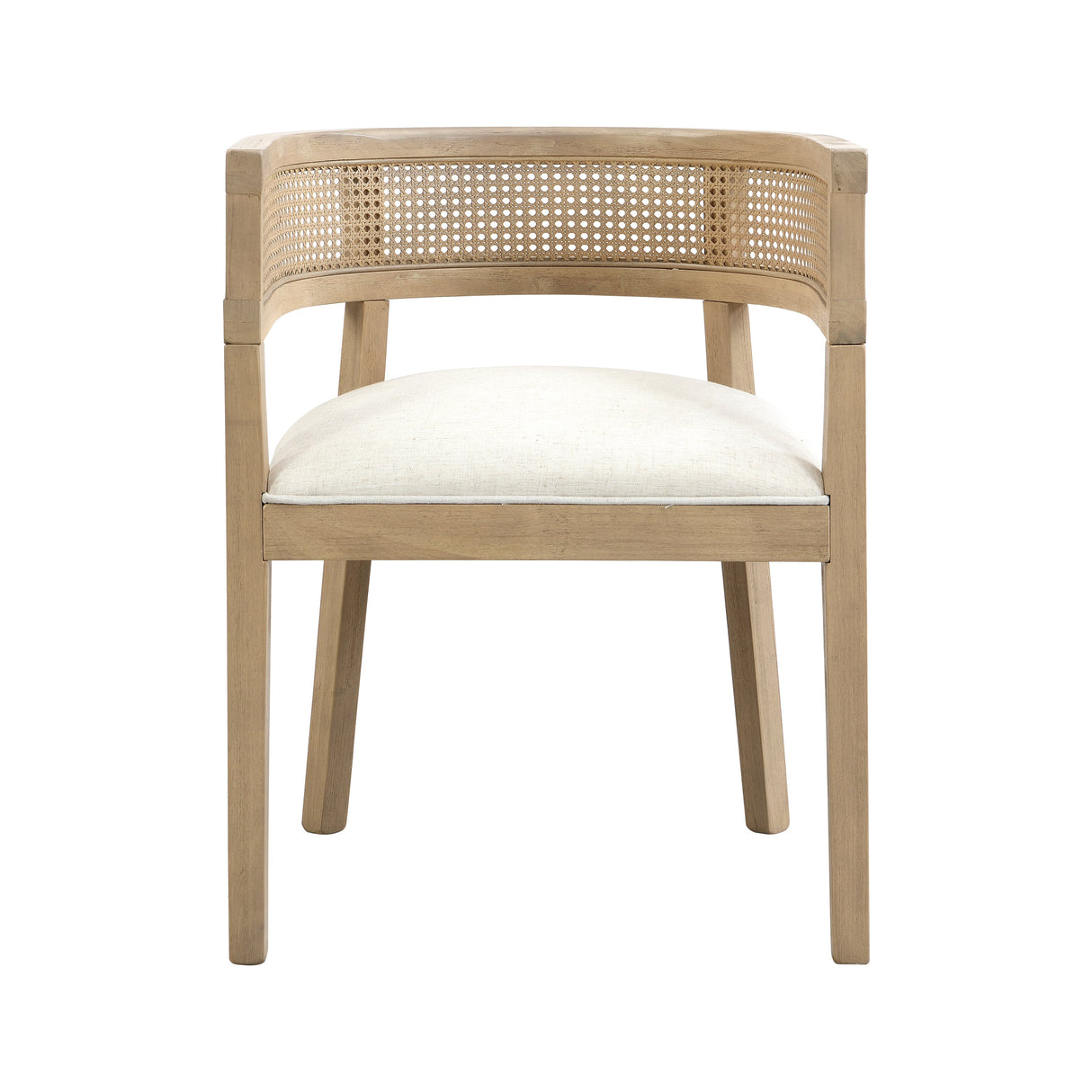 Barrel Dining Chair with Rattan Back, Set of 2