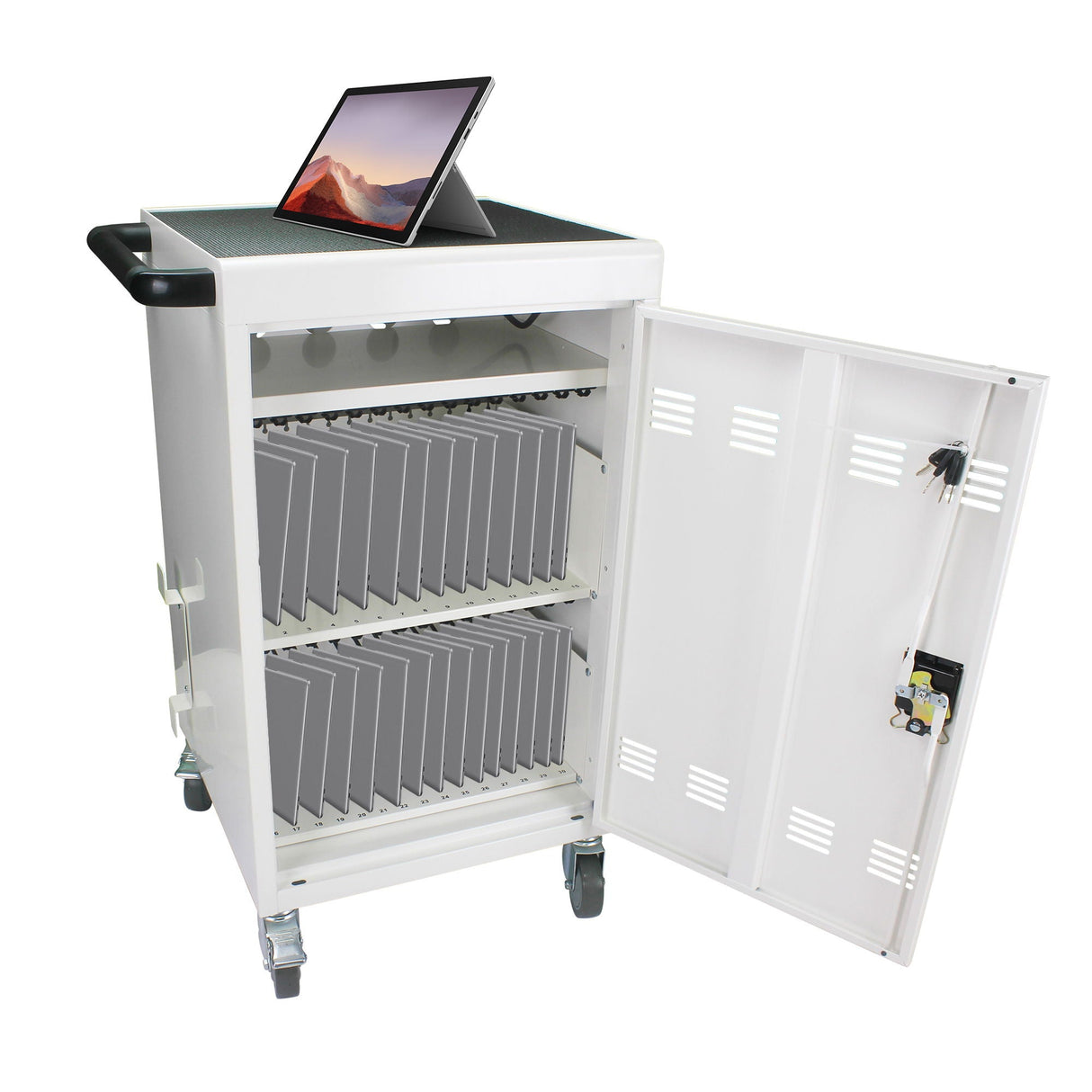 Mobile Charging Cart Station For book, Tablet And Laptop Computer With Power Strip Included