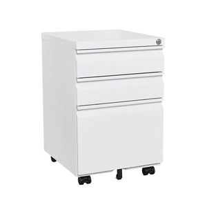 Contemporary 3 Drawer Mobile Filing Cabinet With Lock, Metal Office Storage For Legal / Letter Size
