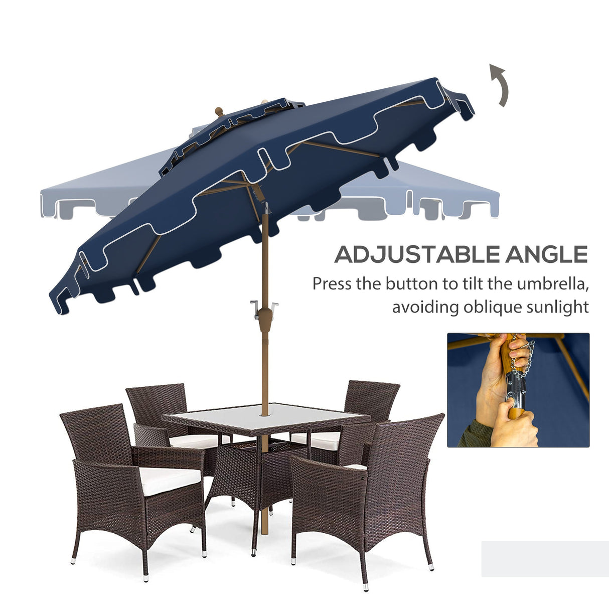 Outsunny 9' Patio Umbrella with Push Button Tilt and Crank
