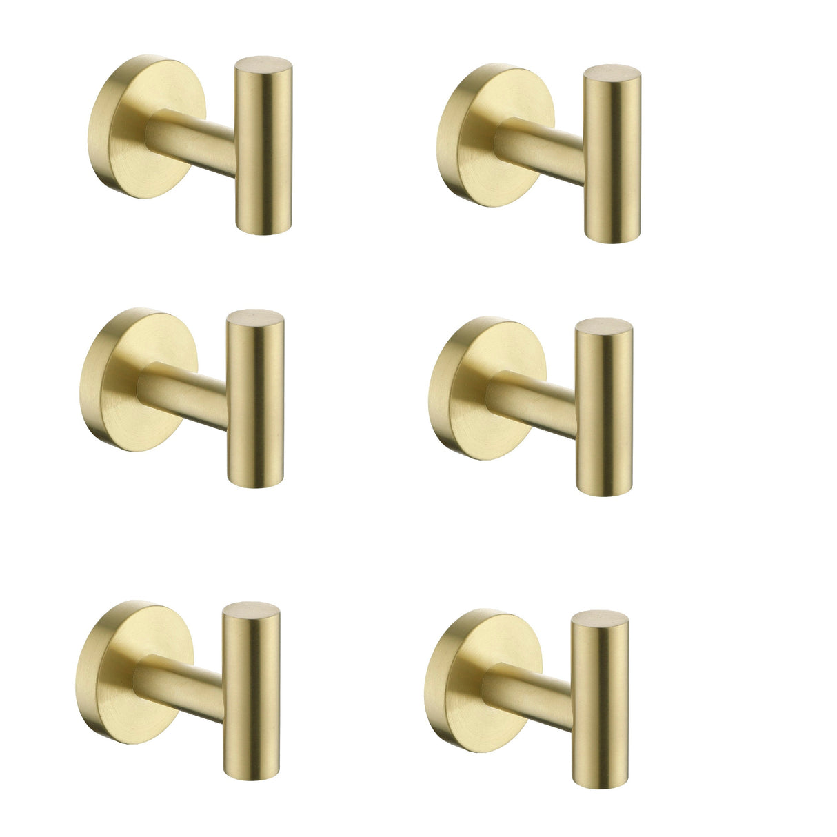 6-Pack Wall-Mounted Stainless Steel Bathroom Towel Hooks