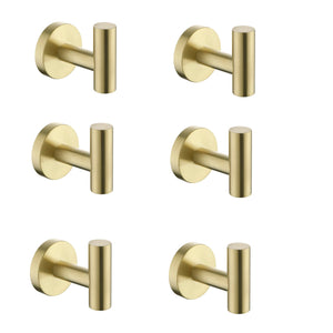6-Pack Wall-Mounted Stainless Steel Bathroom Towel Hooks