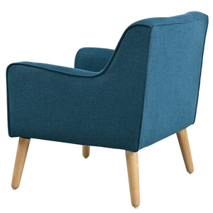 Modern Arm Chair With Tufted Back And Wooden Legs
