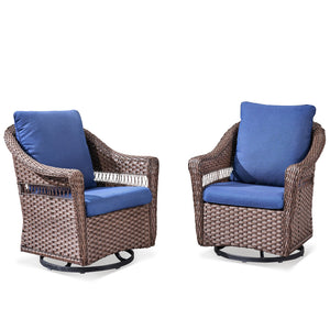 Outdoor Swivel Rocking Wicker Chairs Set of 2