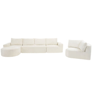 Modular Cloud Sectional Sofa Set, U-Shaped Upholstered Couch With Deep Seat