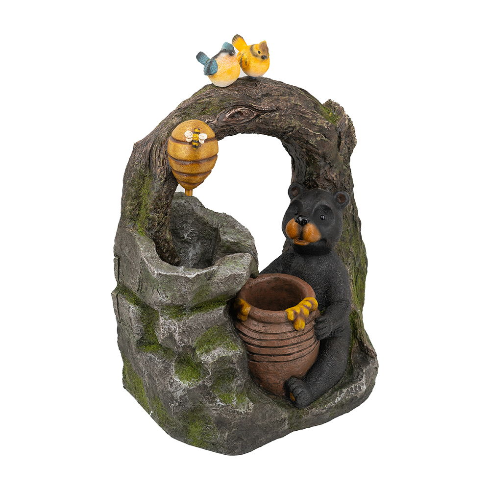 Decorative Two Tiered Outdoor Water Fountain with Woodland Animal Design