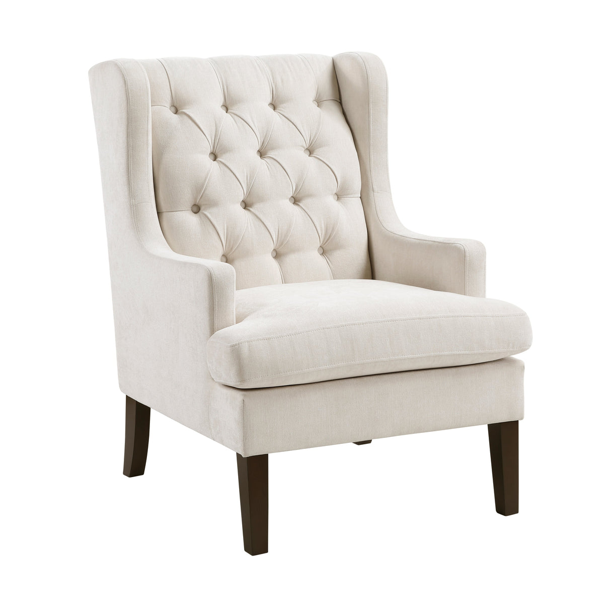 Button-Tufted Upholstered High Back Accent Chair
