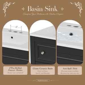Bathroom Vanity With Medicine Cabinet, Storage Cabinet With 4 Drawers, Adjustable Shelf Mirror