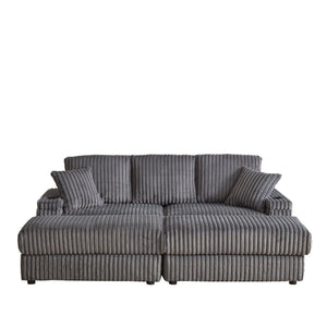 3 Seater Sofa With 2 Ottomans For Living Room