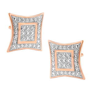.925 Sterling Silver Diamond Accented 4-Stone Four Pointed Star Shaped Halo-Style Stud Earrings (H-I Color, I2-I3 Clarity)