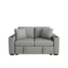 Modern 2 Seater Loveseat Sofa With Pull-Out Bed, Fabric, USB Ports & Cup Holders