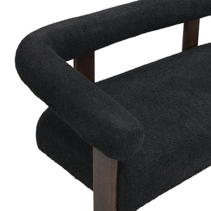 Round Armrest Loveseat (Black + Brown)