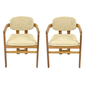 Outdoor Woven Rattan Chair Set - Two Accent Chairs