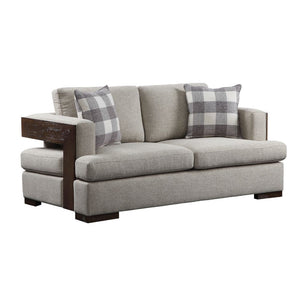Niamey - Loveseat With 2 Pillows - Fabric & Walnut