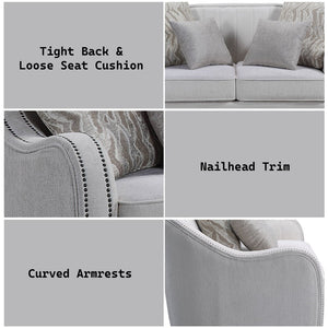 Mahler - Loveseat With 4 Pillows - Beige Linen