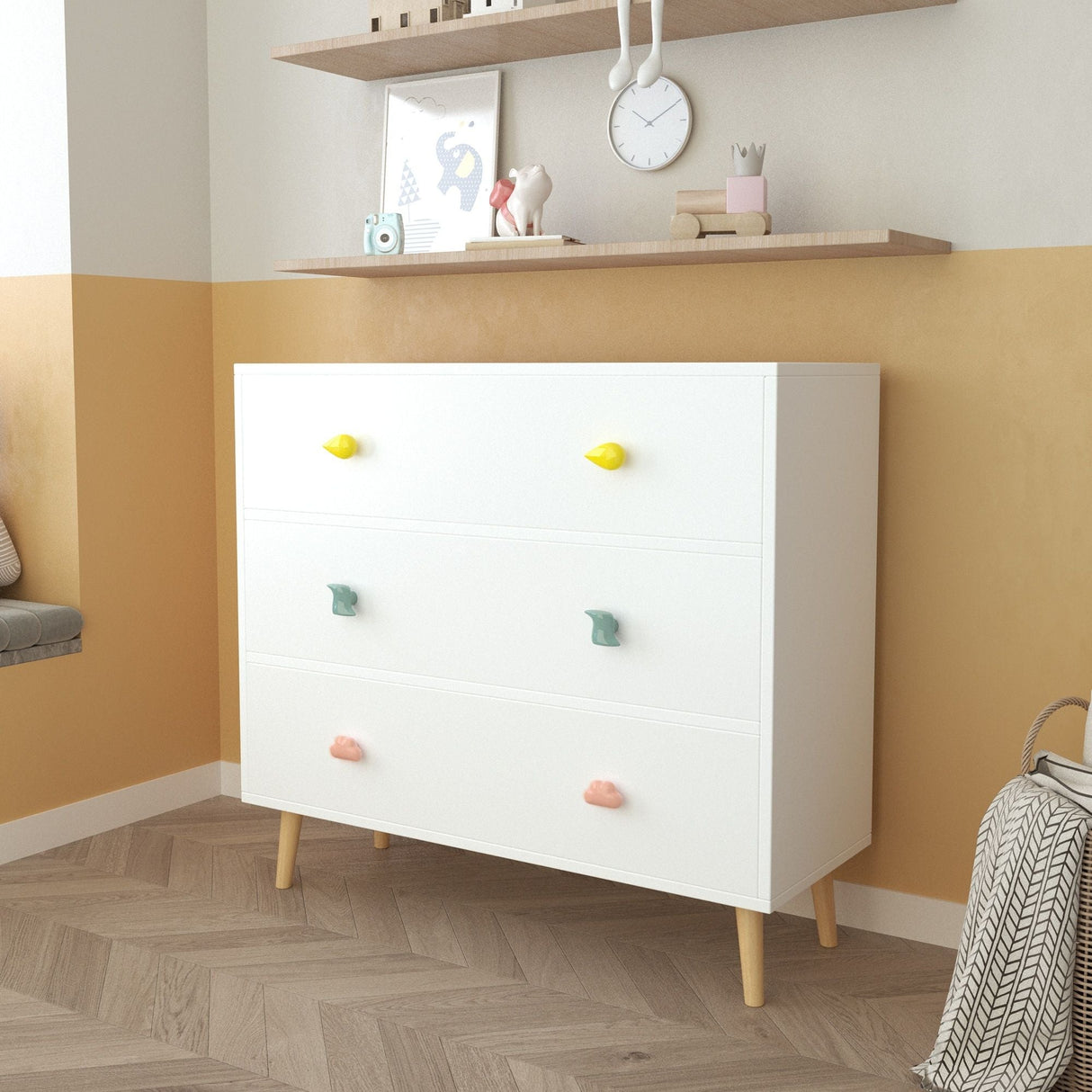 3 Drawer Dresser, Storage Cabinet With Anti Tip Safety