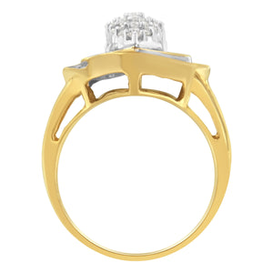 10K Yellow Gold Diamond Cluster Ring (3/4 Cttw, J-K Color, I2-I3 Clarity) - Size 6