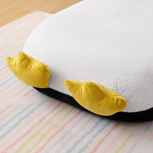 Twin Size Penguin Shaped Bed, Lounger Chair For Kids Bedroom - White / Black
