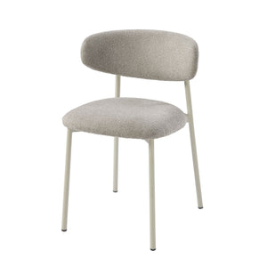 Light Gray Side Chair Set of 2 with Upholstered Seat and Metal Frame