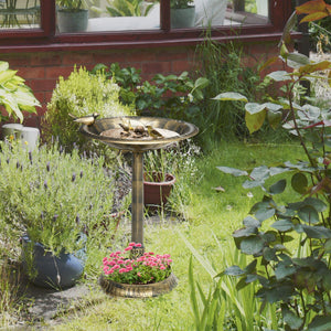 Outsunny 28' Antique Bronze Bird Bath with Pedestal Flower Planter Base