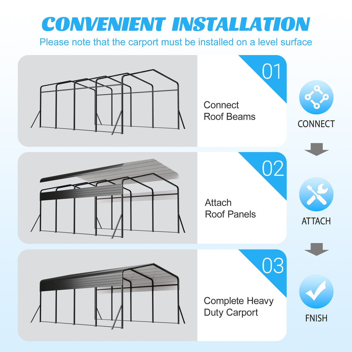 13x20 FT Metal Carport with Upgraded Frame
