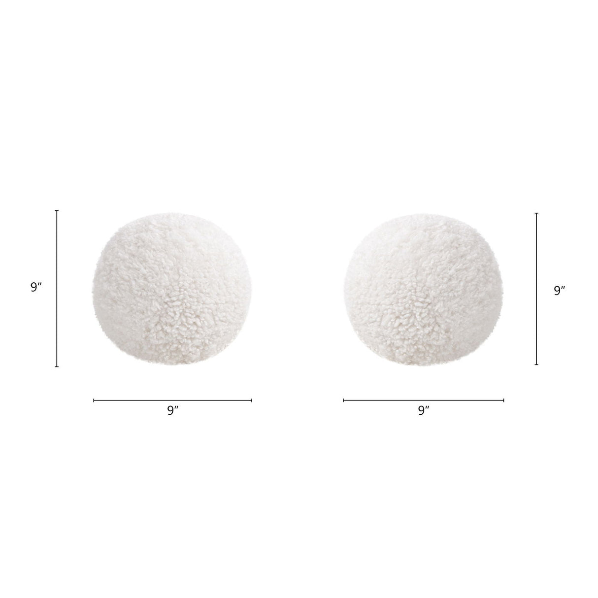 Ayla - Round Sphere Accent Ball Throw Pillow - Curly White