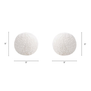 Ayla - Round Sphere Accent Ball Throw Pillow - Curly White