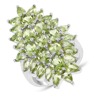 8.89 Carat Genuine Peridot .925 Sterling Silver Ring